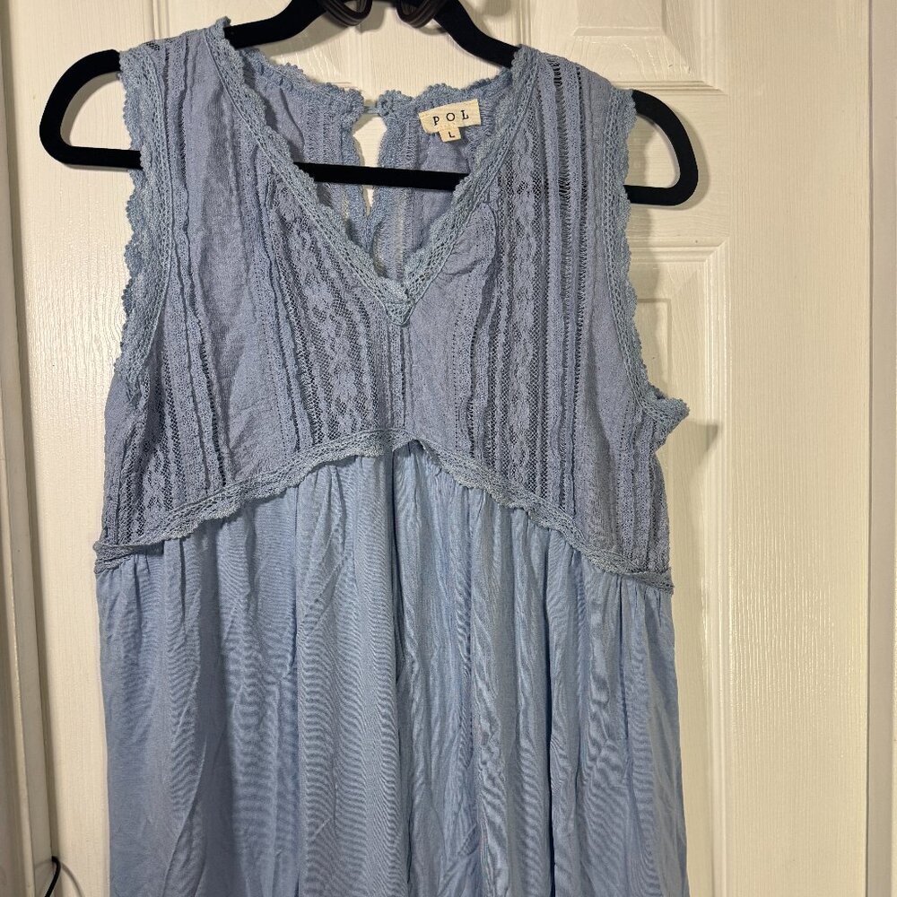 POL Clothing - Me & U Tank - Pacific Blue - L - NWOT